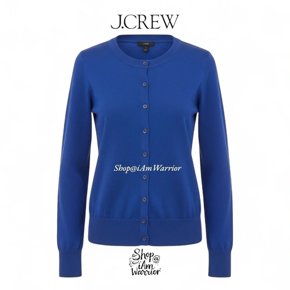 J.Crew electric blue Tippi fine wool crewneck cardigan sweater *shop@iamwarrior